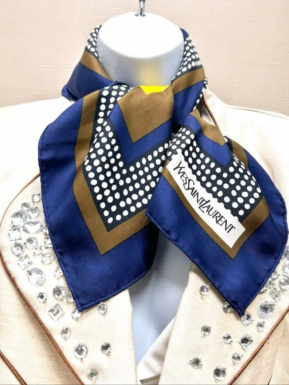 Unused -Yves Saint Laurent  Silk  Satin Scarf 23